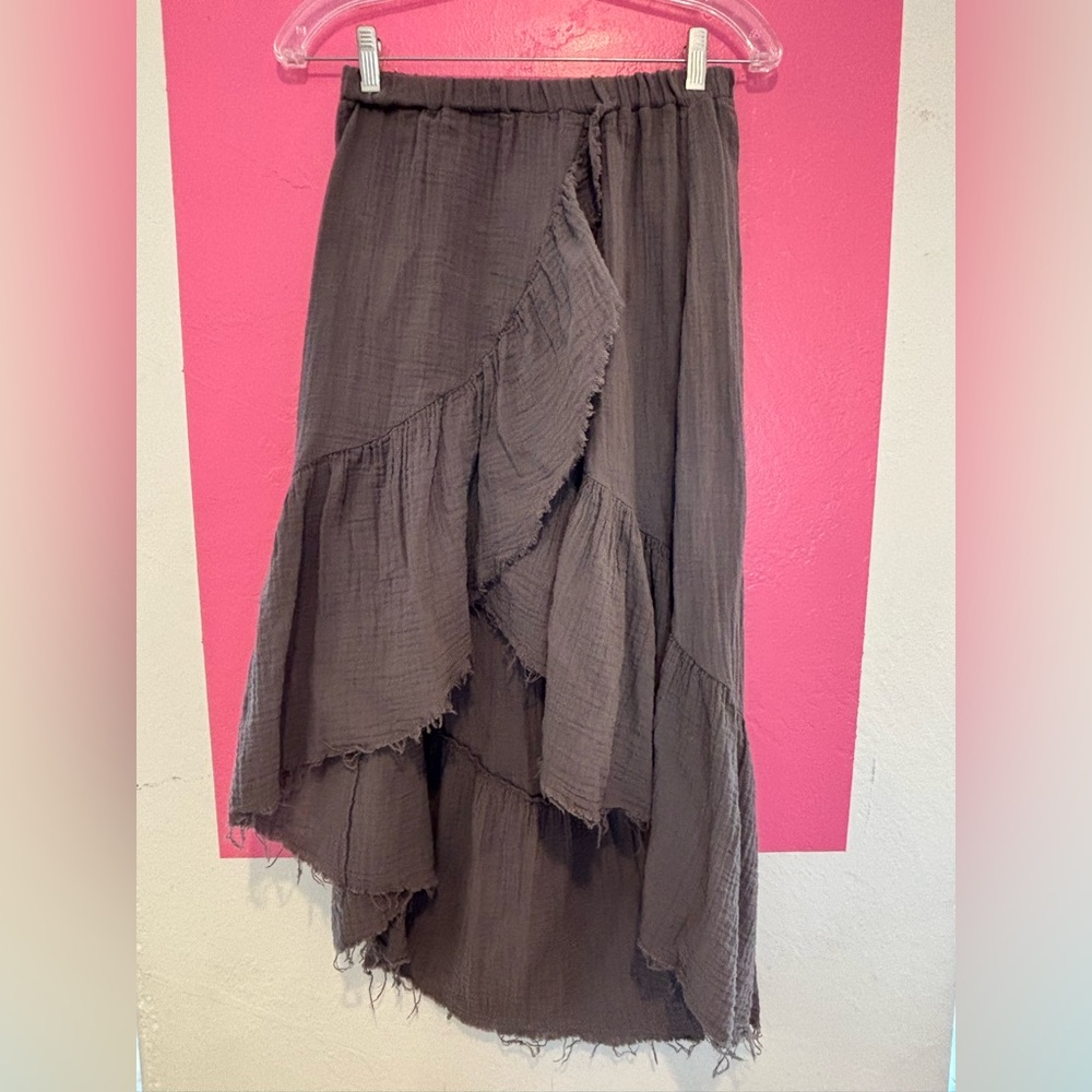 STARK Asymmetrical Cotton Midi Skirt – Raw Hem